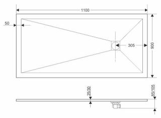 Душевой поддон Grossman Strong GR-S290110Q 110x90см графит